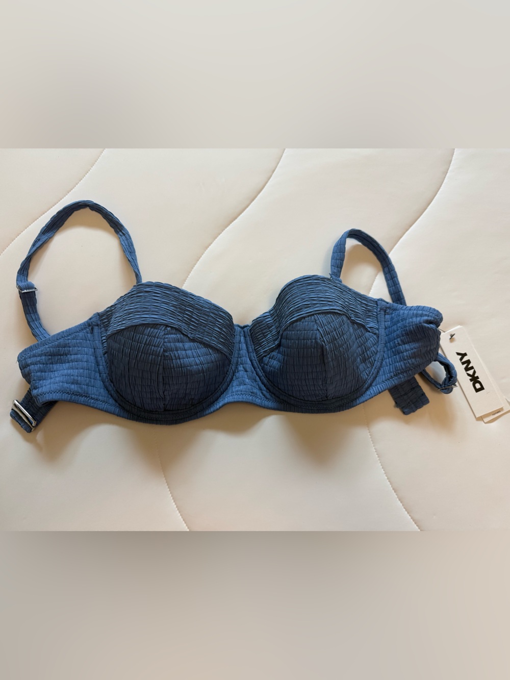 DKNY Textured Blue Underwire Bra